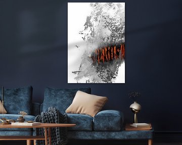 Oranje grijs abstract van Ela Szczepaniak