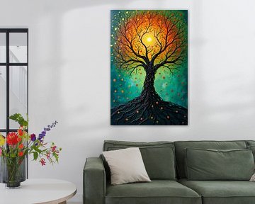 Levensboom Een - De Stralende Boom van Vernieuwing van Artsy Inventor