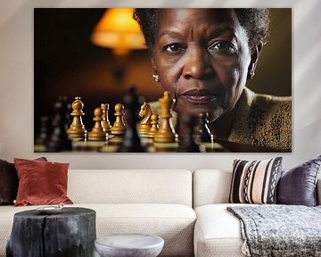 Schachspielende Seniorin von Frank Heinz