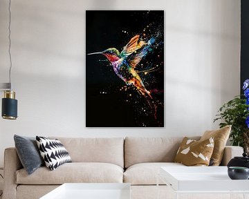 Hummingbird Art op zwarte achtergrond van MNS Designs