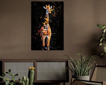 Giraffe Art op zwarte achtergrond van MNS Designs