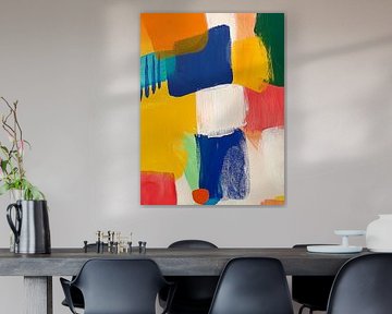 Geometrische kleurvlakken in blauw en geel