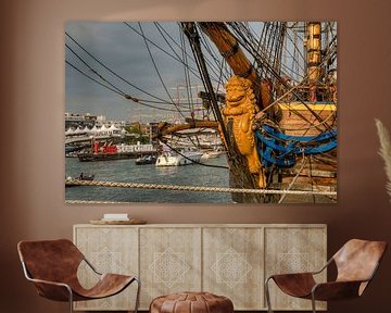 Das goldene Zeitalter, Sonnenuntergang bei hohen Schiff Götheborg. Sail Amsterdam 2015 (Niederlande) von Hans Brinkel