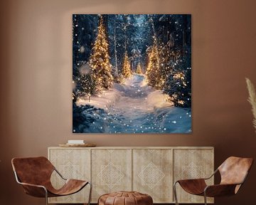 Magisch bos winter wonderland kerstmis kunst van Mel Digital Art