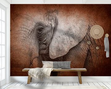 Interwoven Time Elephant in An Abstract Texture by Femke Ketelaar