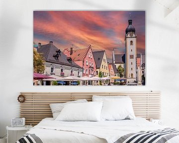 Place du marché dans la ville de Schwandorf dans le Haut-Palatinat, Bavière, Allemagne