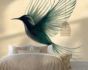 Schwebende Eleganz Abstrakter Kolibri Vogel von Eva Lee