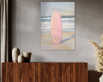 Surfboot oceaan zee pastel roze surfen van Niklas Maximilian