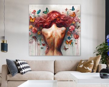 Aquarel vlinder vrouw lichaam #6 van Chromatic Fusion Studio