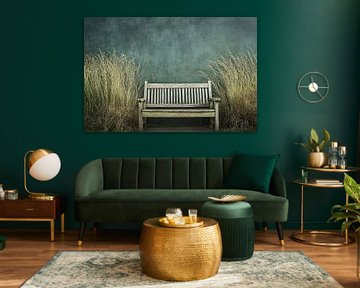 Wooden bench with wild grasses by Imperial Art House