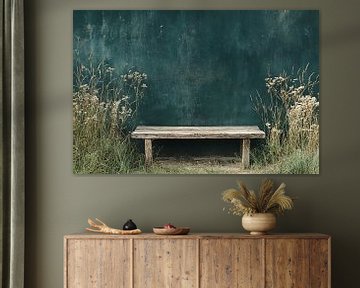 Houten bankje met wilde planten van Imperial Art House
