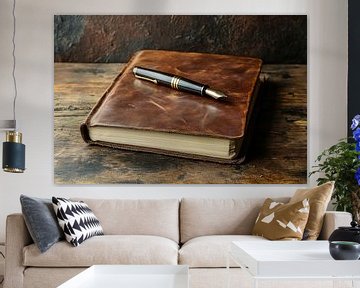 Vintage leren boek en pen van Imperial Art House