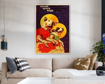 Schönes sowjetisches Space Dogs Vintage Poster