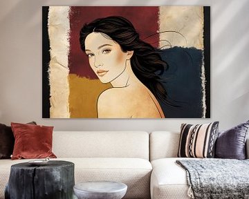 Elegante lijntekening vrouw portret van Imperial Art House