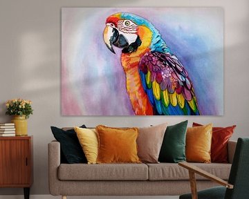 Kleurrijke aquarel papegaai kunst van Imperial Art House