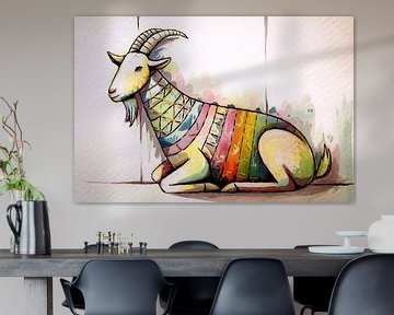 Kleurrijke abstracte geit schilderij van Imperial Art House