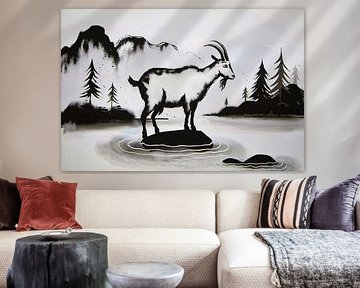 Goat on rock in nature by Imperial Art House