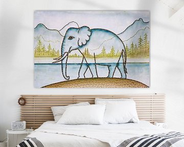 Minimalist elephant painting with nature by Imperial Art House