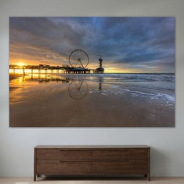 Sunset at Scheveningen Pier in The Hague, The Netherlands