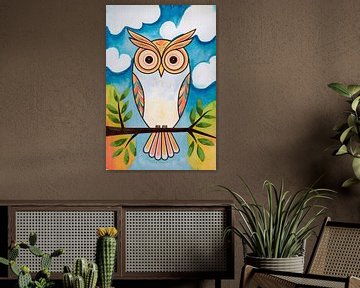 Kleurrijke uil op tak van Imperial Art House