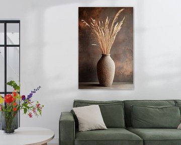 Rustieke vaas met droog gras van Imperial Art House
