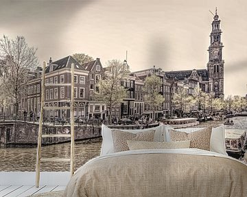 Amsterdam's Prinsengracht canal with the Wester Tower