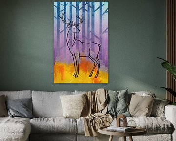 Hert in abstracte bosomgeving van Imperial Art House