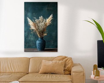 Blue vase with dried flowers by Imperial Art House