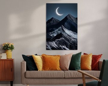 Mystiek berglandschap onder maan van Imperial Art House