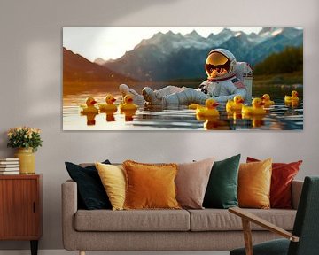Astronaut ontspant in een eendenbad - dromerig van Poster Art Shop