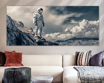 Astronaut op een aarde-achtige maan - Avontuur van Poster Art Shop