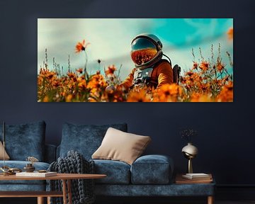 Astronaut in een bloemenveld - Surrealistische schoonheid van Poster Art Shop