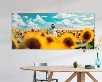Astronaut in het zonnebloemveld - Dromerig van Poster Art Shop