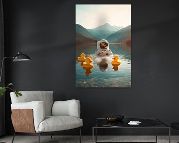 Astronaut in een meer met eenden - Surrealistisch van Poster Art Shop