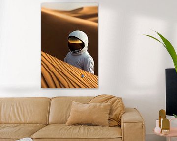 Astronaut in een gouden woestijn - Surrealistisch van Poster Art Shop
