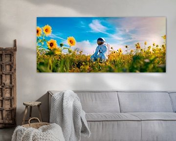 Astronaut tussen zonnebloemvelden van Poster Art Shop