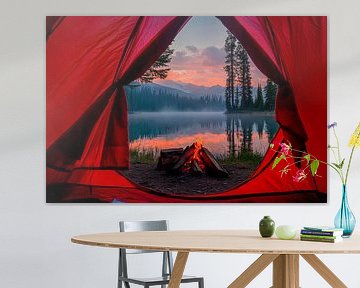 View of the lake and fire from the tent by Poster Art Shop