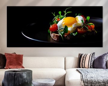 Bread with fried egg and cherry tomatoes by Poster Art Shop