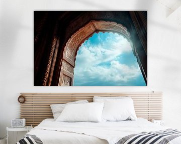 Cadre de fenêtre en forme d'arc avec ciel sur Poster Art Shop