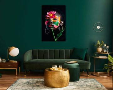 Floral face painting in black. by Poster Art Shop