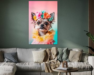 Flower dog with colourful crown by Poster Art Shop