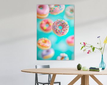 Kleurrijke donuts in vrije val - zoet plezier van Poster Art Shop