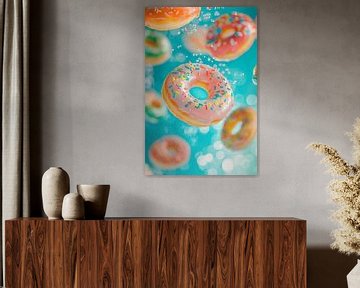 Kleurrijke donuts met zwevend effect van Poster Art Shop
