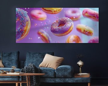 Kleurrijke donuts in de lucht - speels & zoet van Poster Art Shop