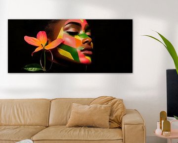 Colourful face painting with blossom by Poster Art Shop