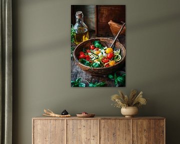 Colourful vegetable salad creation in a wooden bowl by Poster Art Shop