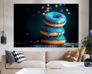Kleurrijke donuts met sterrenconfetti van Poster Art Shop