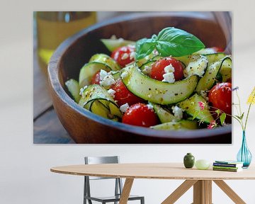 Kleurrijke courgettesalade met tomaten en feta van Poster Art Shop
