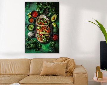 Colourful vegetarian tacos with sauces by Poster Art Shop