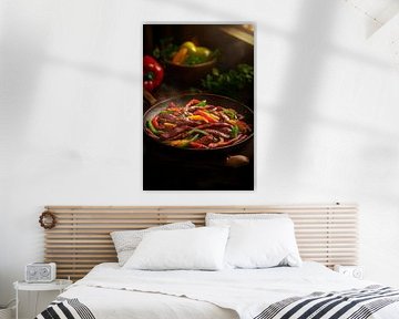 Colourful pan mix with vegetables and meat by Poster Art Shop